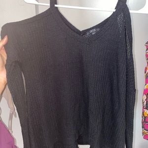 Black Cold Shoulder Long Sleeve